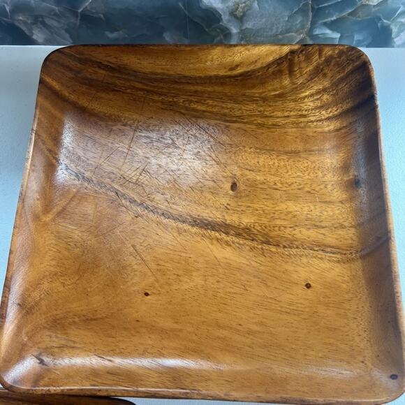 Monkey Pod Wood 12" Serving Plates Tray Platters Mid Century Modern Set of 7 - Picture 7 of 16